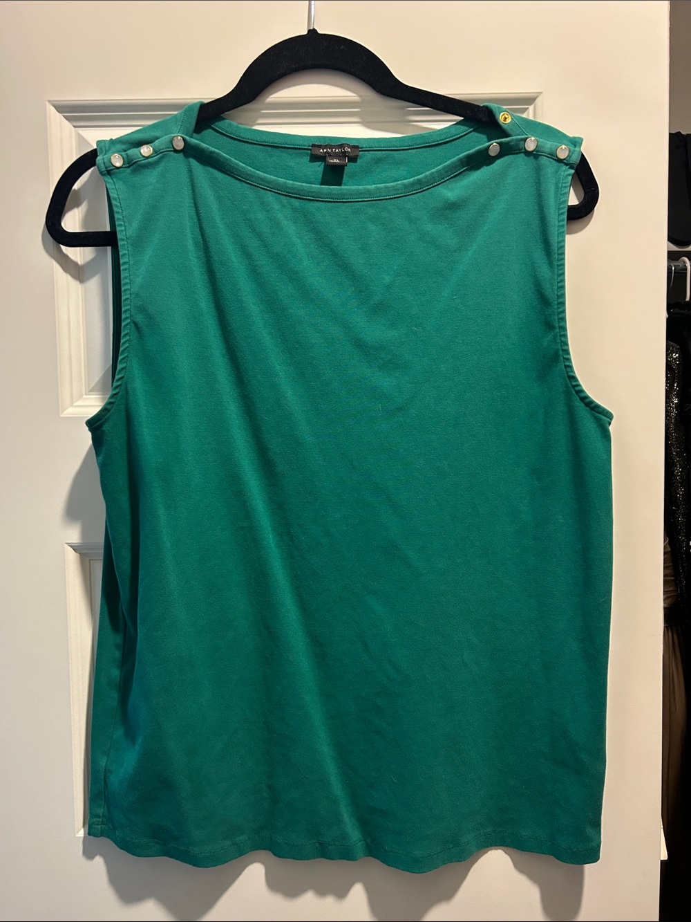 Ann Taylor Teal Sleeveless Tank with Shoulder Buttons
